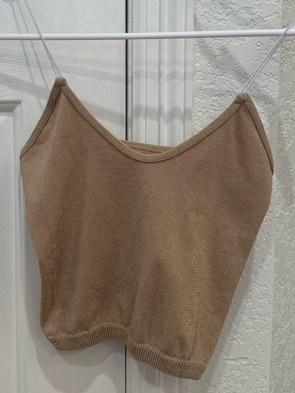 Free People Gold Knit Cropped Tank Top